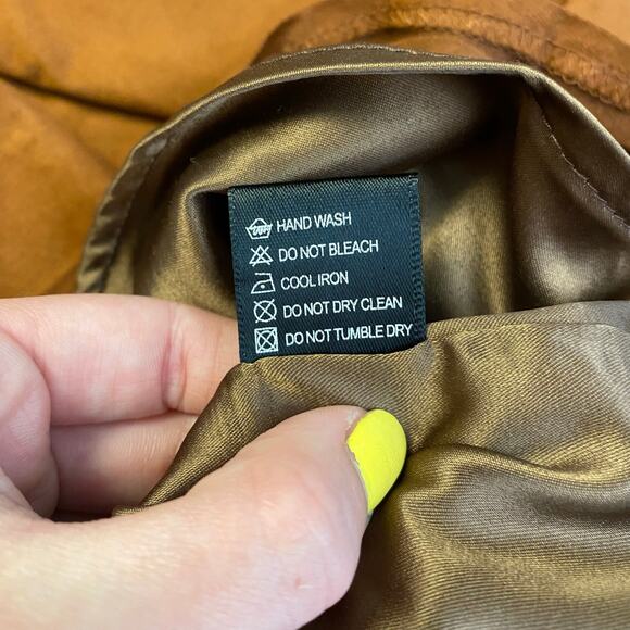 Olivaceous Faux Suede V-Neck Blouse Womens Size S‎ Brown Boho - Picture 7 of 8